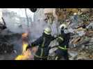 Residential building damaged after shelling in Kharkiv