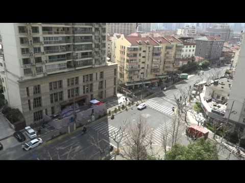 Quiet street scene in Shanghai amid Covid restrictions