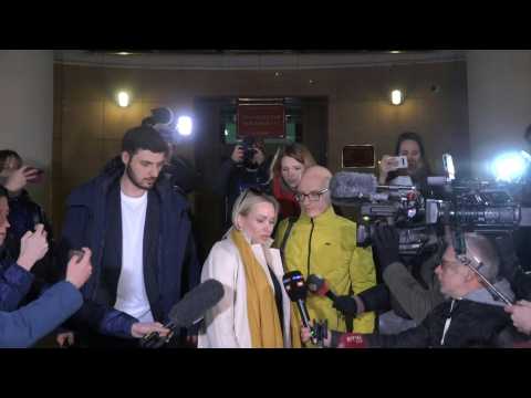 Russian TV protester Ovsyannikova leaves court after hearing