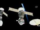 Soyuz spacecraft undocks from ISS with US-Russian crew aboard