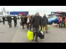 Ukrainian refugees arrive in Polish border town