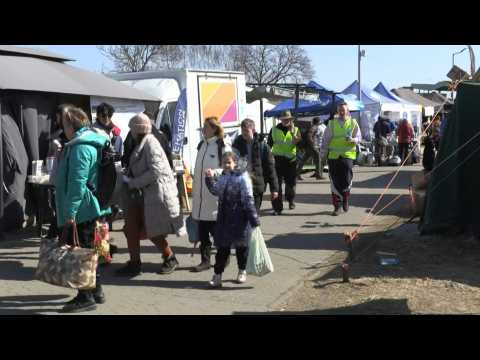 Ukrainian refugees arrive in Medyka, Poland