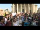 Demonstrators leave the Place du Panthéon in Paris for climate march