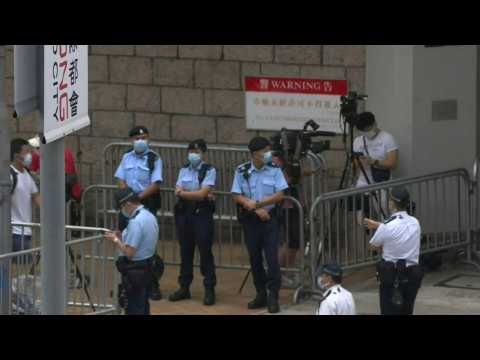 Images outside court as Hong Kong's first 'national security' trial to begin