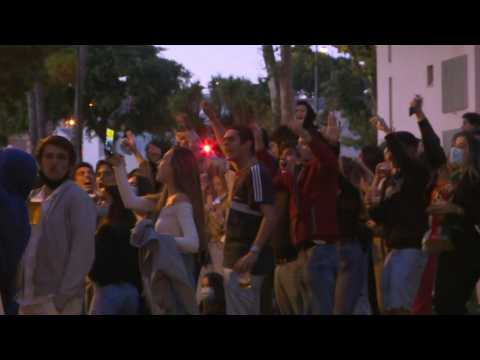 Euro 2020: Portguese fans celebrate Portugal's equaliser against France