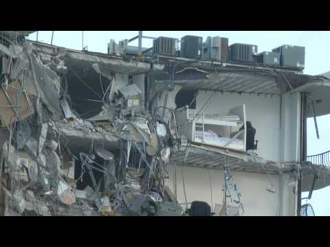 Rubble at the site of partially-collapsed Florida apartment block
