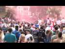 Excited England fans swarm in central London