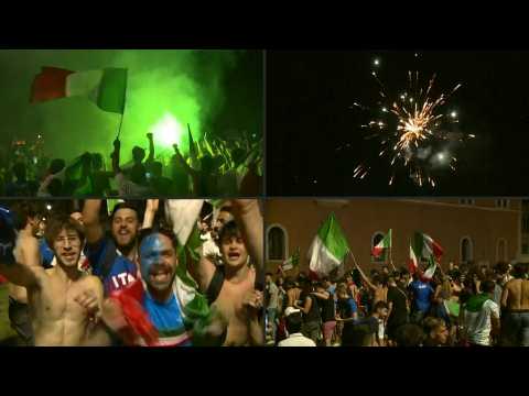 Euro 2020: Fans celebrate on the streets of Rome following Italy's win