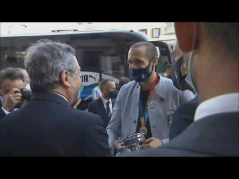 Triumphant Italy team meet with Draghi in Rome day after winning Euro 2020