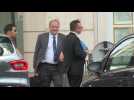 French union representatives arrive at France's Elysee Palace to meet with French President