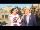 EC chief von der Leyen walks through central Kyiv