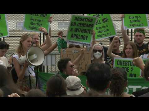 Crowds protest in front of US Supreme Court as it ends constitutional right to abortion