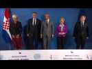Croatian PM poses in group photo with ECB chief and EU chief as Croatia joins the Euro