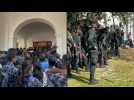 Protesters gather at Sri Lankan prime minister's office