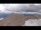 Images of the Marmolada glacier from a helicopter, as rescue operations continue