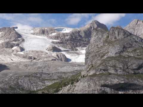 Images of Italian mountain range where rescue operations continue after glacier collapse