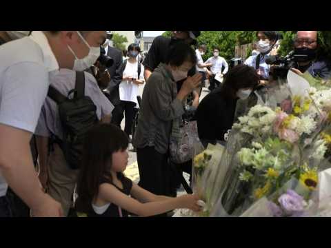 Mourners in Japan place flowers for Abe at scene where ex-PM killed