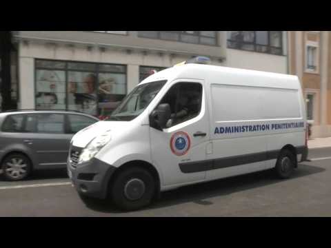 Police van carrying Frenchman on trial for student's killing arrives in court