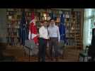 Macron meets Canadian counterpart Trudeau at the G7
