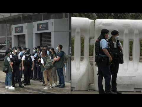 Police outside Hong Kong railway station ahead of expected Xi visit