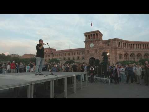 Armenians take part in anti-government protest in central Yerevan
