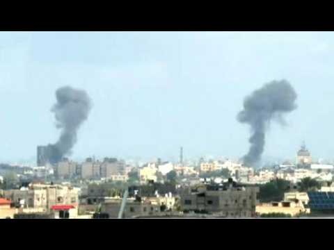 Smoke billowing following strikes on Rafah in southern Gaza