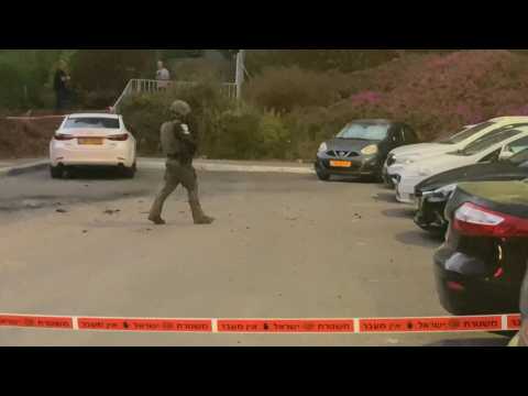 Israeli forces guard site of rocket impact near the Lebanon border