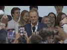 Poland's Civic Coalition party react as tipped to win majority at parliamentary elections