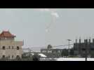 Rockets fired seen from closed commercial crossing between Israel, Gaza