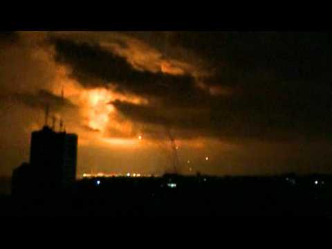 Rockets fired from Gaza City are intercepted by Israel's Iron Dome defence system