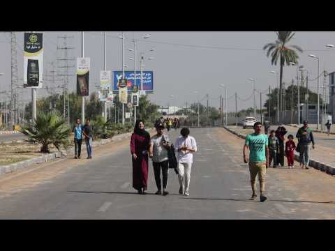 Images show people heading south of Gaza Strip as fighting intensifies
