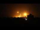 Flares flares light up sky at night in Gaza City