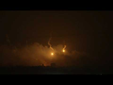Flares over northern Gaza seen from Israel's Sderot
