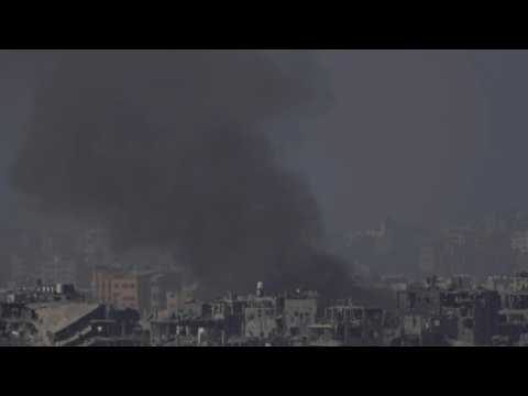 Smoke rises over northern Gaza as seen from Israel's Sderot