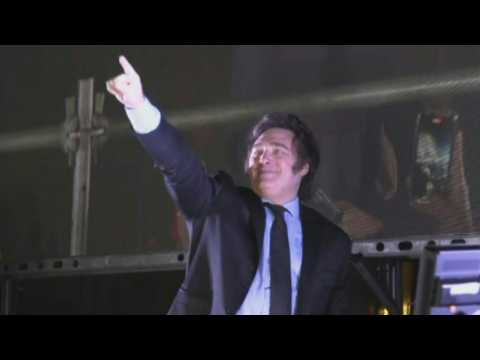 Argentina president-elect Milei celebrates victory with supporters