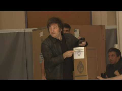 Argentina's presidential candidate Javier Milei votes in runoff