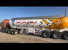 Fuel trucks enter the Rafah border crossing as truce starts