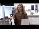 Leader of centre-right party casts her vote