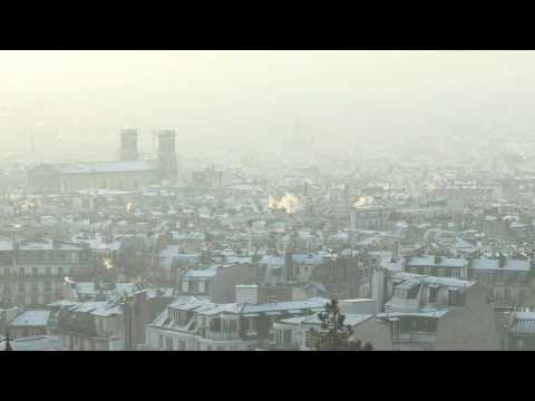 Snow-covered Paris from Montmartre