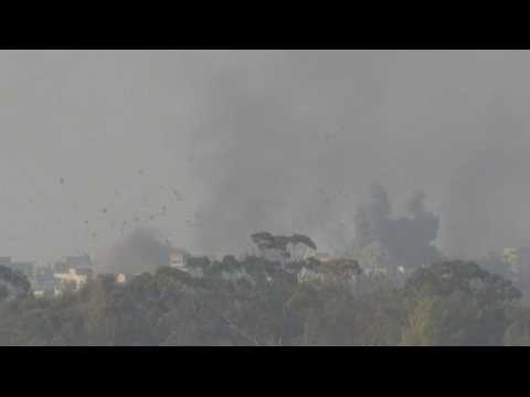Air strike hits central Gaza Strip, seen from southern Israel