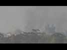 Air strike hits central Gaza Strip, seen from southern Israel