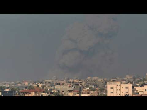 Smoke rises in Khan Yunis after Israeli strikes