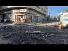 Destroyed streets following overnight Israeli raids in the West Bank city of Tulkarem