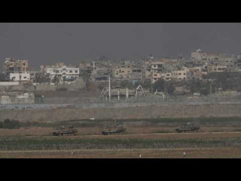 Israeli military on the Israel-Gaza border