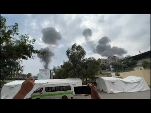 Bangs and plumes of smoke close to Gaza's Indonesian hospital