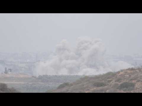 Large smoke cloud rises from Beit Hanoun in northern Gaza, seen from Israel