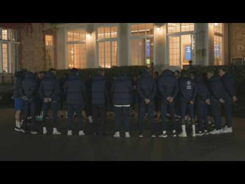 French football team holds minute's silence for Paris attack victims