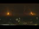 Flares over northern Gaza Strip, seen from Sderot