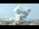 Explosion and smoke in northern Gaza seen from Israel