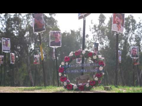 A memorial at site of Nova festival to remember the victims of Hamas attack on October 7
